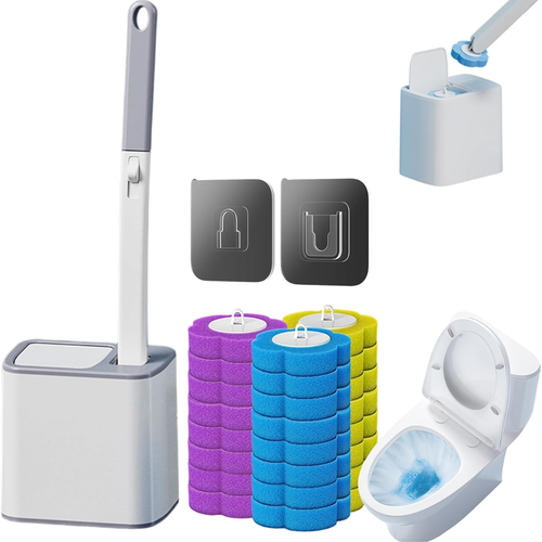 Kit Cepillo Inodoro Desechable 30 Unidades con Soporte