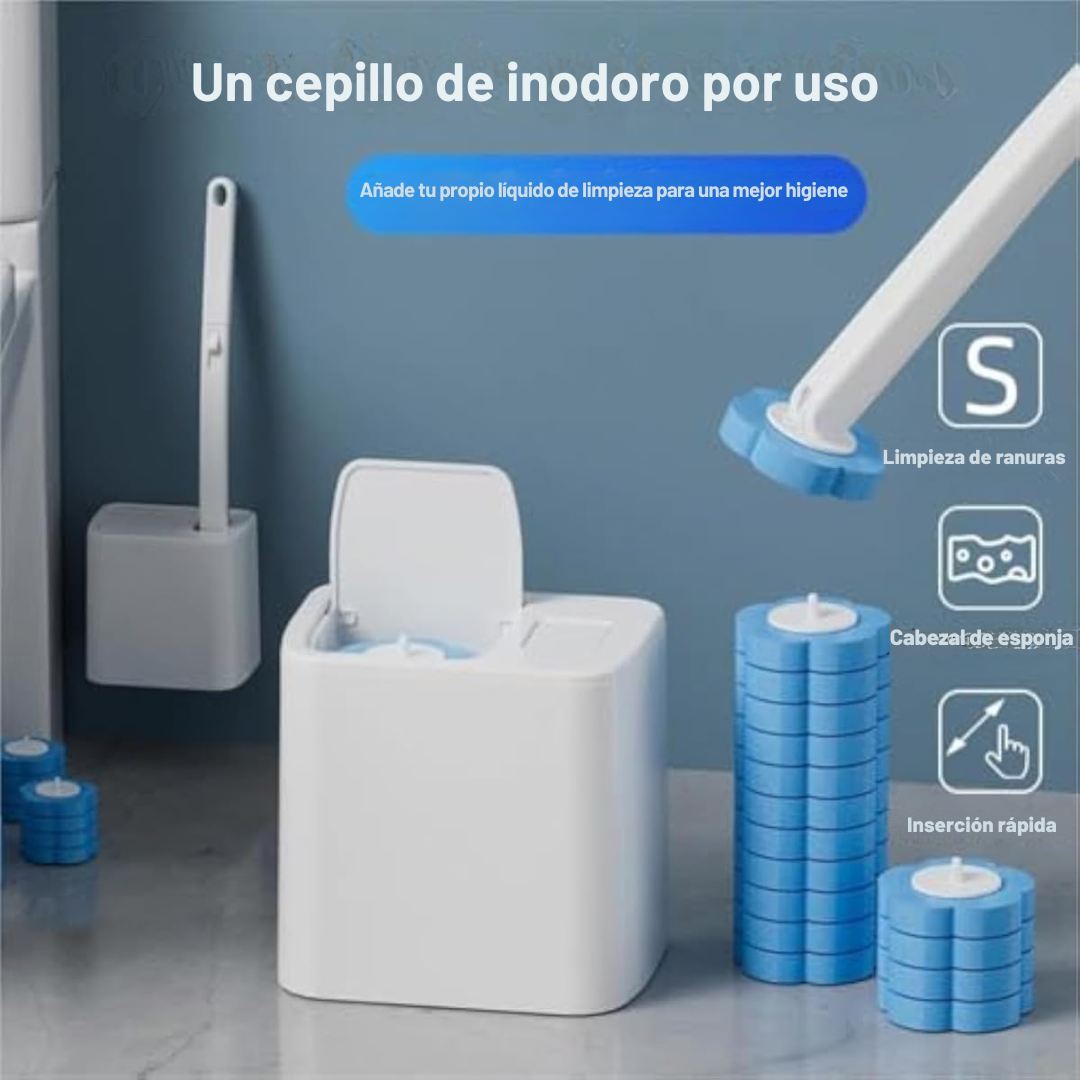 Kit Cepillo Inodoro Desechable 30 Unidades con Soporte